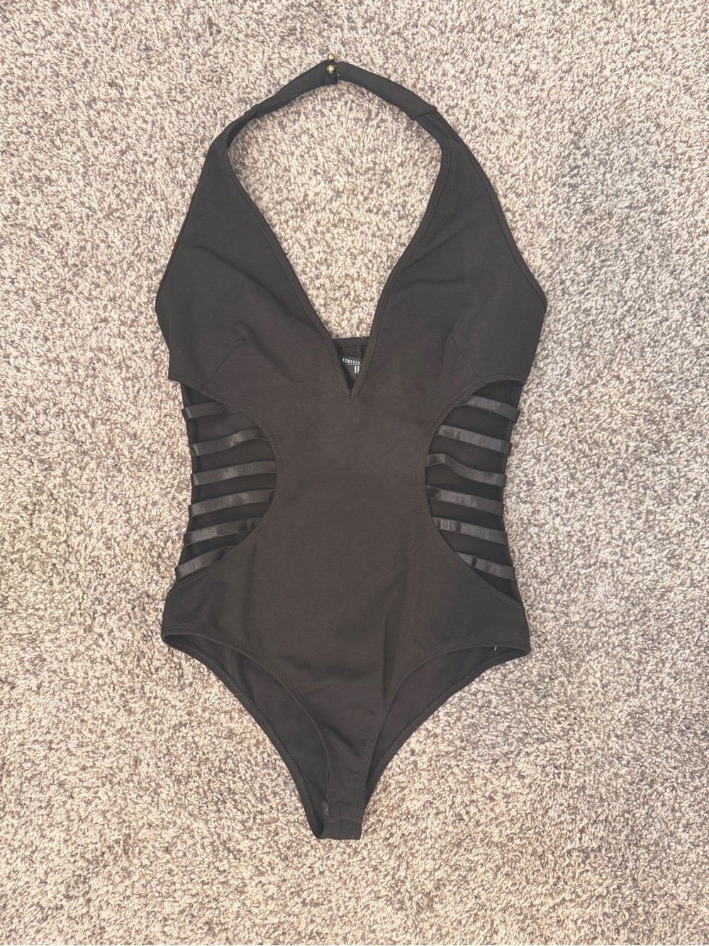 Forever 21 Black Halter Cutout One-Piece Size Small NWT